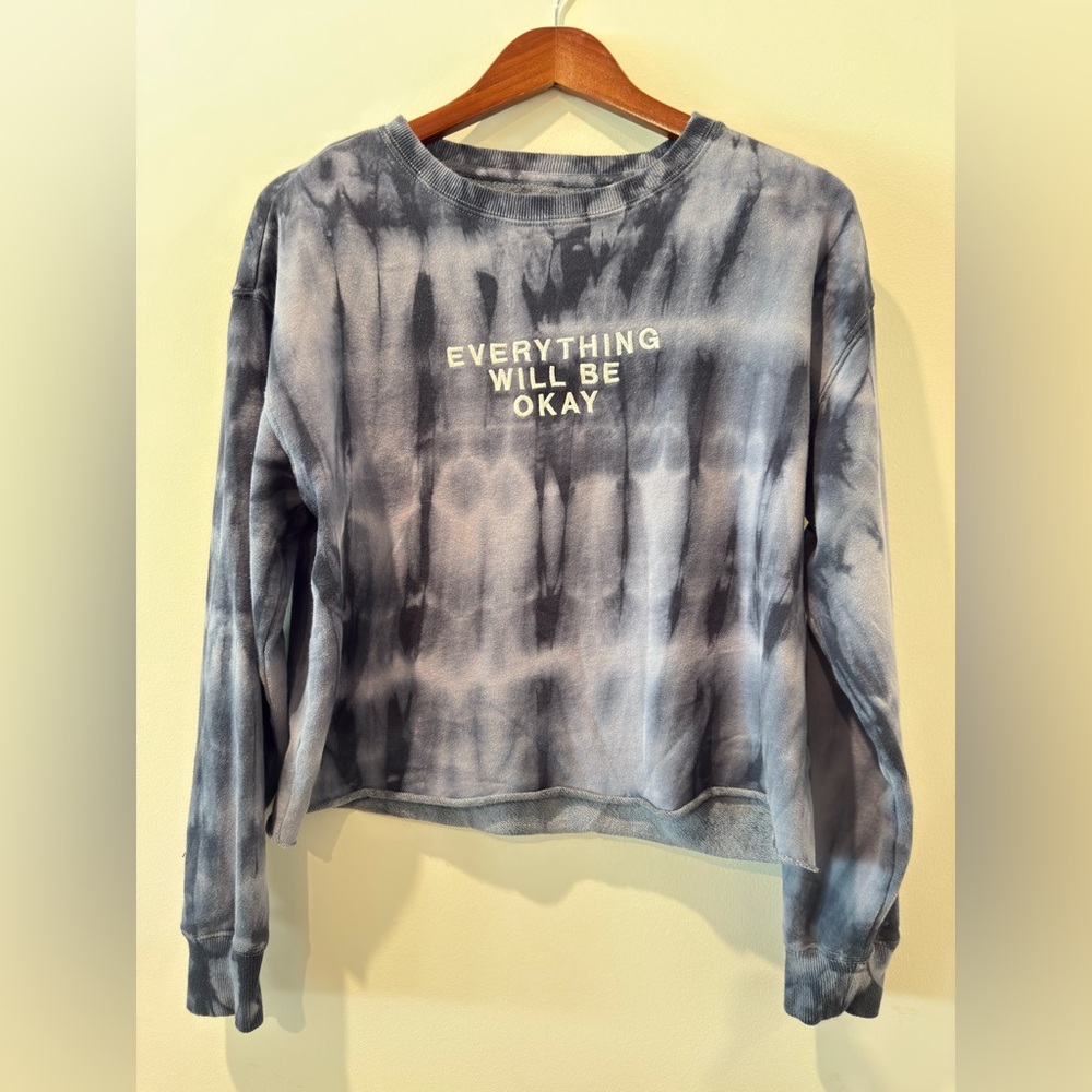 Spiritual gangster Blue Tie Dye Sweatshirt “Everything Will Be Ok” Size M